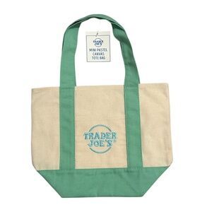 Trader Joe’s 2026 Easter Pastel Mini Canvas Tote Bag Pastel Green New with Tag